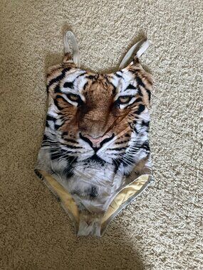 POPUPSHOP TIGER ONE-PIECE SWIMSUIT. SIZE: S. ITEM # C7398.